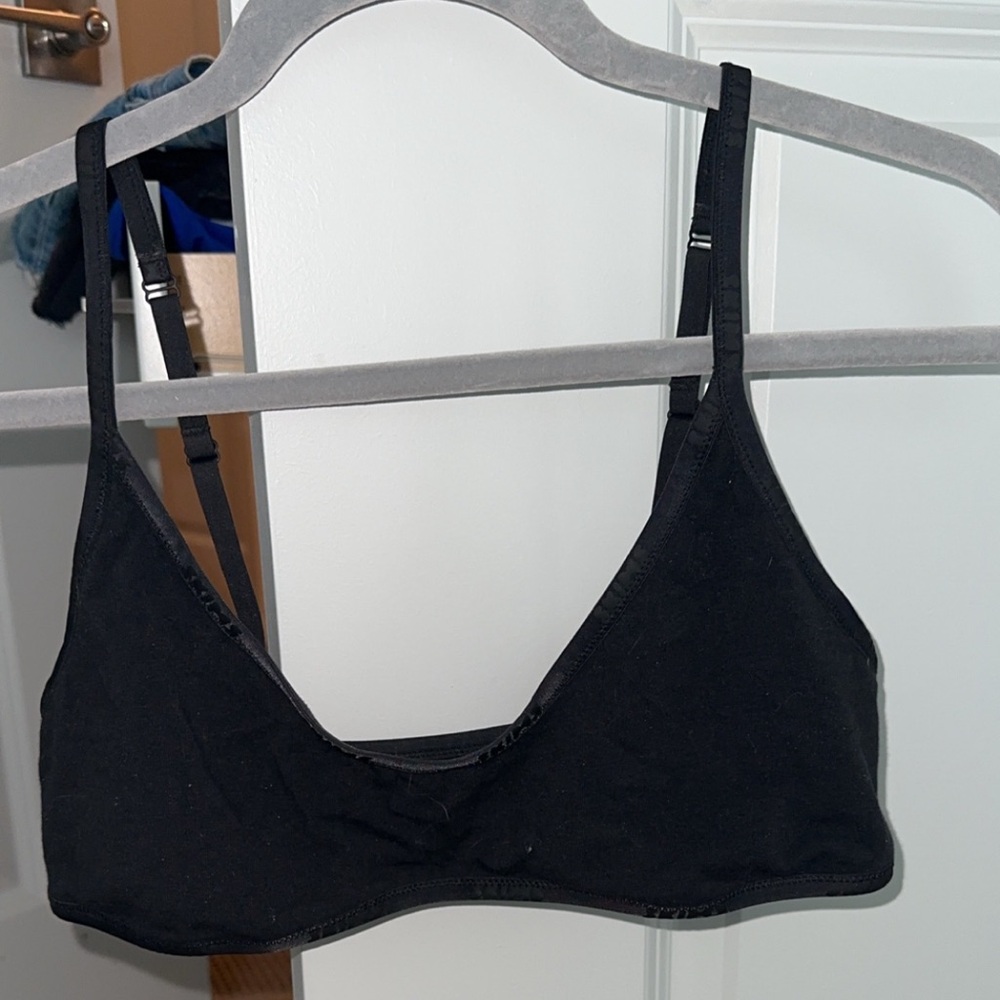 skims cotton logo scoop neck bralette